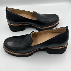 Naturalizer Black Leather Platform Loafers